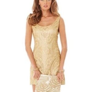 Lilly Pulitzer Eaton Gold Mini Shift Dress